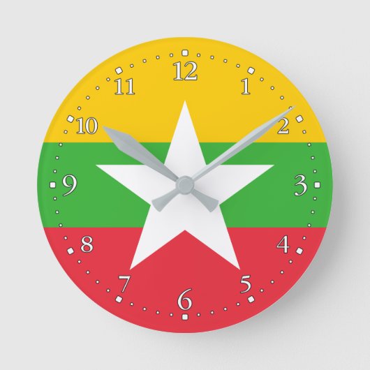 Myanmar-vlag Ronde Klok (Voorkant)