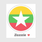 Myanmar Vlag Ronde Sticker (Vel)