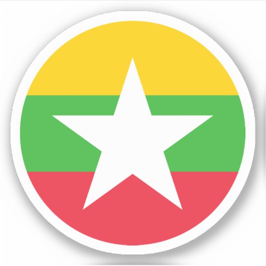Myanmar Vlag Ronde Sticker (Voorkant)