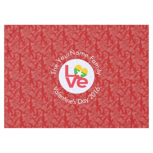 Myanmarese vlag Hart Rode LIEFDE Tafelkleed (Voorkant (Horizontaal))
