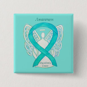 Myasthenia Gravis Awareness Angel Ribbon Art Pin Vierkante Button 5,1 Cm