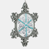 Myasthenia Gravis Awareness Blauwgroen PewterOrnam Tin Sneeuwvlok Ornament (Links)