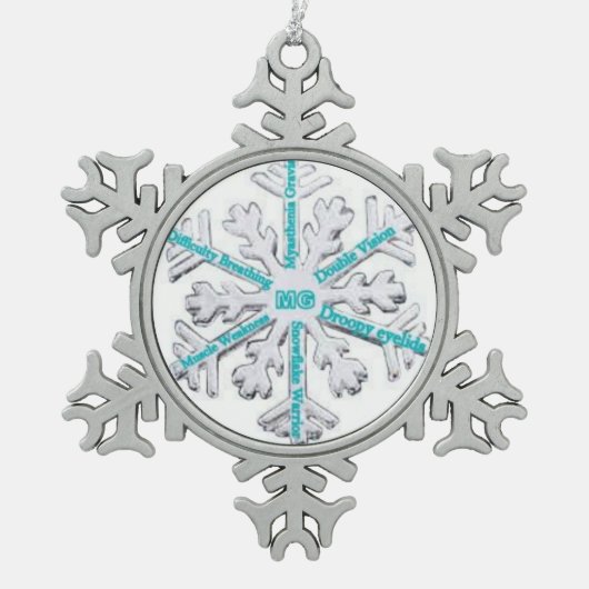 Myasthenia Gravis Awareness Blauwgroen PewterOrnam Tin Sneeuwvlok Ornament (Voorkant)
