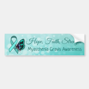 Myasthenia gravis awareness Blauwgroen vlinderlint Bumpersticker
