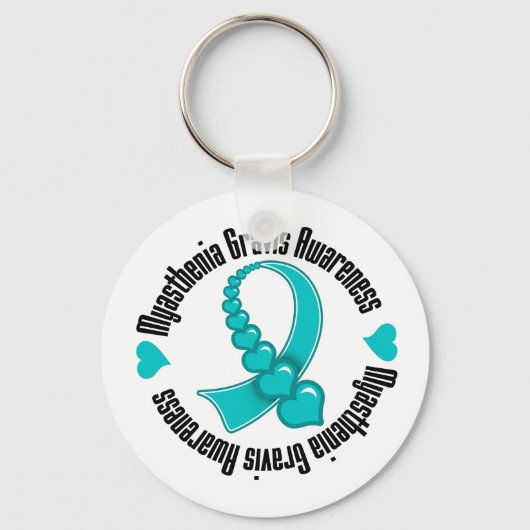 Myasthenia Gravis Awareness Cascading Hearts Sleutelhanger (Voorkant)
