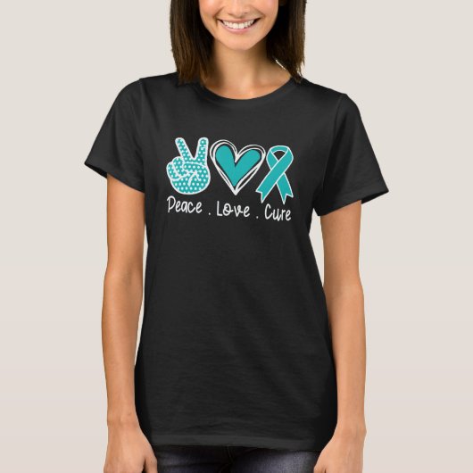 Myasthenia Gravis Awareness Month Blauwgroen Peace T-shirt (Voorkant)