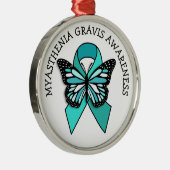Myasthenia Gravis Awareness Ribbon Butterfly Metalen Ornament (Rechts)