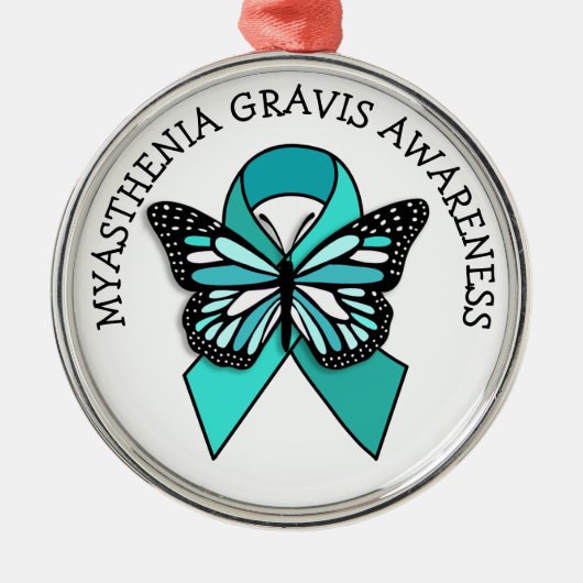 Myasthenia Gravis Awareness Ribbon Butterfly Metalen Ornament (Voorkant)