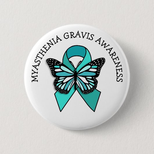 Myasthenia Gravis Awareness Ribbon Butterfly Ronde Button 5,7 Cm (Voorkant)