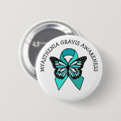 Myasthenia Gravis Awareness Ribbon Butterfly Ronde Button 5,7 Cm (Voorkant /achterkant)