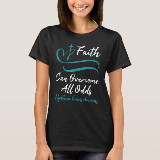 Myasthenia Gravis Awareness Teal Ribbon Christian  T-shirt (Voorkant)