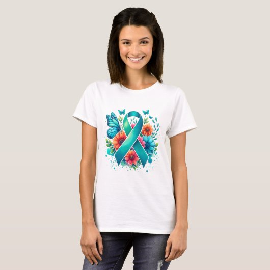 Myasthenia gravis Blauwgroen bewustzijnslint T-shirt (Voorkant volledig)