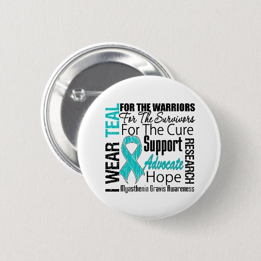 Myasthenia Gravis I Draag Blauwgroen lintverdeling Ronde Button 5,7 Cm (Voorkant /achterkant)