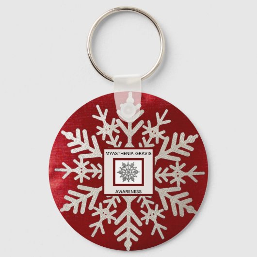 Myasthenia Gravis Red Snowflake Awareness Sleutelh Sleutelhanger (Voorkant)