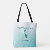 Myasthenia Gravis Snowflake Warrior Blauwgroen lin Tote Bag (Achterkant)
