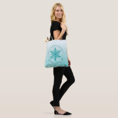 Myasthenia Gravis Snowflake Warrior Blauwgroen lin Tote Bag (Op model)