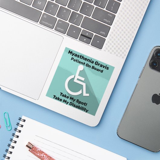 Myasthenia Gravis Sticker (Laptop met iPhone)