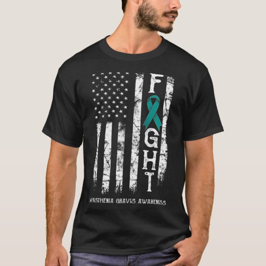 Myasthenia Gravis Warrior Amerikaanse vlag T-shirt (Voorkant)