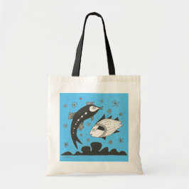 Myceense Grieks geïnspireerd Blue Fish Canvas tas