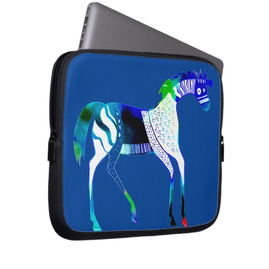 Myceense Grieks geïnspireerd Blue Horse Laptop Hoe Laptop Sleeve (Voorkant Rechts)