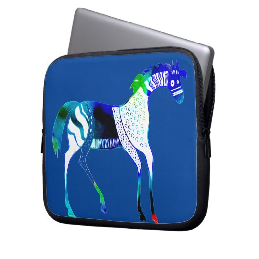 Myceense Grieks geïnspireerd Blue Horse Laptop Hoe Laptop Sleeve (Voorkant Links)
