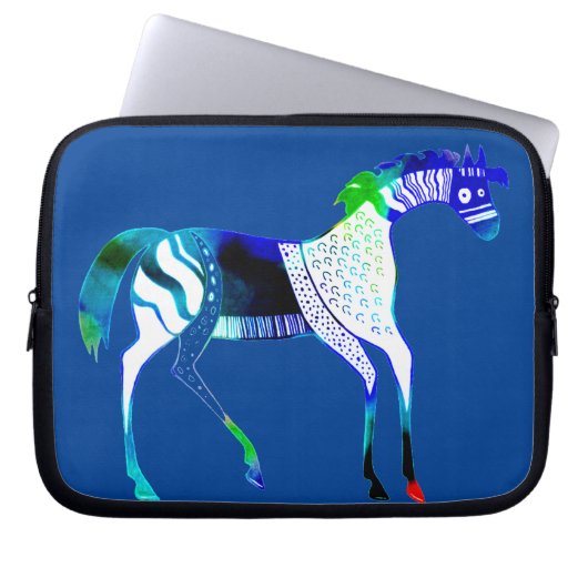 Myceense Grieks geïnspireerd Blue Horse Laptop Hoe Laptop Sleeve (Voorkant)