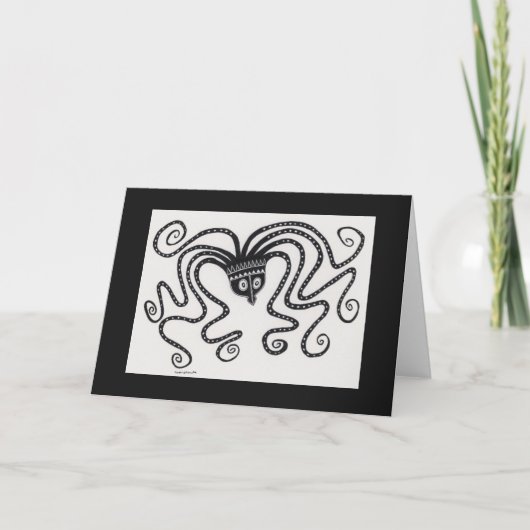Myceense Griekse geïnspireerde octopus gevouwen Ka Bedankkaart (Voorkant)