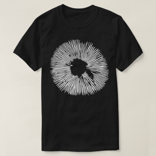 Mycologie paddenstoel Afdruksteen op zwart T-shirt (Design voorkant)