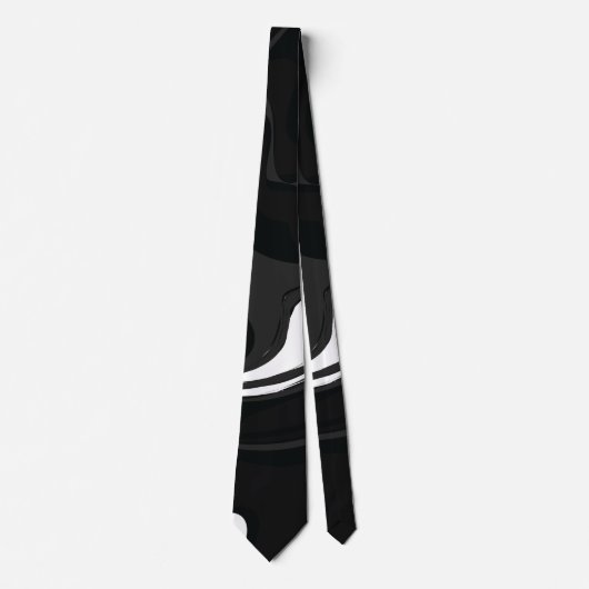 Mydeas Black & White Gray Wacky Marbled Paint Stropdas (Voorkant)