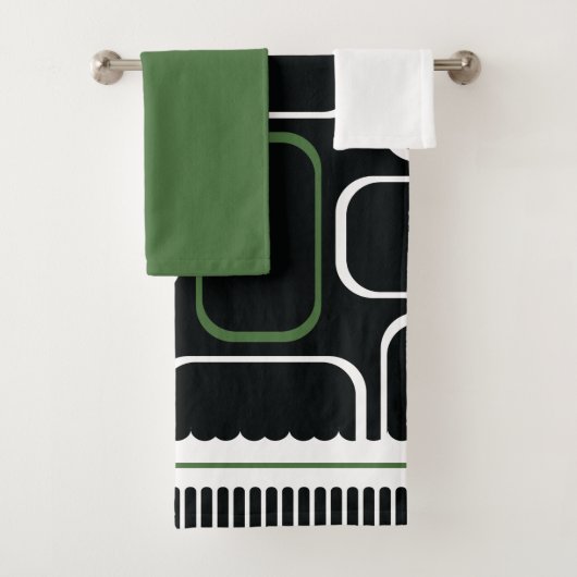 Mydeas | Zwart-wit groene rechthoeken Bad Handdoek (Insitu)
