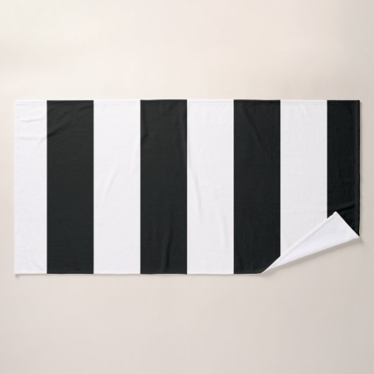Mydeas | Zwarte en witte brede strepen Badhanddoek (Badhanddoek)