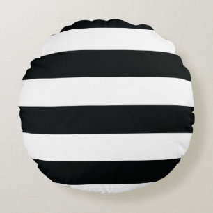 Mydeas   Zwarte en witte brede strepen Rond Kussen