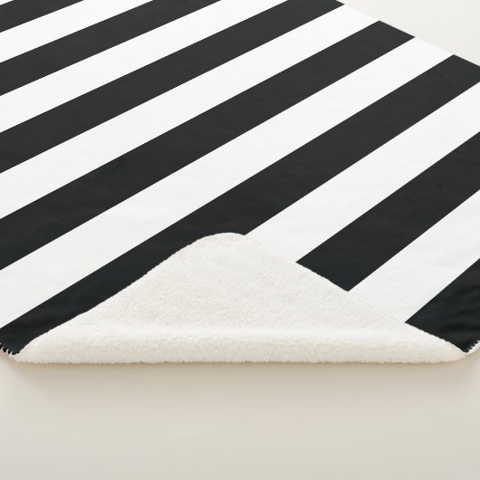 Mydeas | Zwarte en witte dikke strepen Sherpa Deken (3/4)