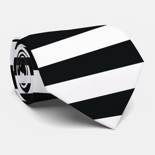 Mydeas | Zwarte en witte dun strepen Stropdas (Opgerold)
