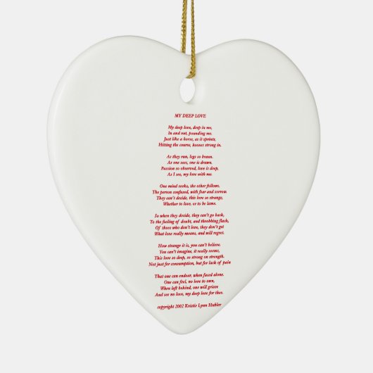 MyDeepLovePoemTextRedOnWhite021411 Keramisch Ornament (Rechts)