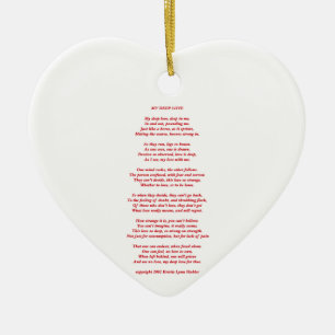MyDeepLovePoemTextRedOnWhite021411 Keramisch Ornament