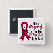 Myeloma Ribbon Hero My Husband Vierkante Button 5,1 Cm (Voorkant /achterkant)