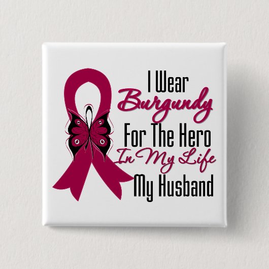 Myeloma Ribbon Hero My Husband Vierkante Button 5,1 Cm (Voorkant)