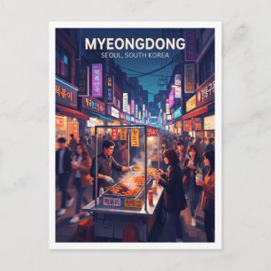Myeongdong Street Food Alley Seoul Zuid-Korea Briefkaart