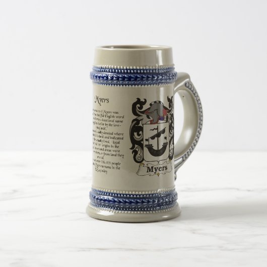Myers Family Crest Stein Bierpul (Voorkant rechts)