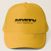 MYETV Gold Trucker Hat met logo Trucker Pet (Voorkant)