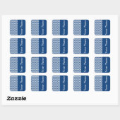 Mykonos Blue Wave Chevron met naam Vierkante Sticker (Vel)