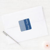 Mykonos Blue Wave Chevron met naam Vierkante Sticker (Envelop)