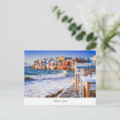 Mykonos briefkaart met Little Venice, Griekenland (Staand voorkant)