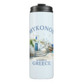 Mykonos Coastal Fantasy in Watercolor Thermosbeker (Voorkant)