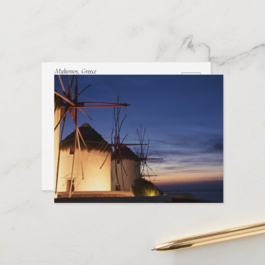 Mykonos Greece Briefkaart (Voorkant / Achterkant in situ)