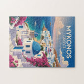 Mykonos Greece Coast Travel Art Vintage Legpuzzel (Horizontaal)