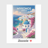 Mykonos Greece Coast Travel Art Vintage Sticker (Vel)