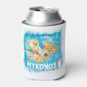 Mykonos Greece Illustrated Map met Landmarks Blikjeskoeler (Blikje Voorkant)
