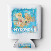 Mykonos Greece Illustrated Map met Landmarks Blikjeskoeler (Achterkant)